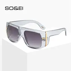SO & EI винтажные негабаритные квадратные мужские солнцезащитные очки Брендовые дизайнерские модные уличные очки Индивидуальные женские