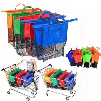 

4pcs Thicken Cart Trolley Shopping Bags Foldable Eco-Friendly Shop Handbag Grocery Shopping Bags Shopping Bags Trolley Bags