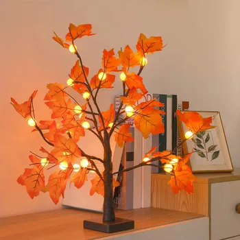 

Fall Maple Leaf Garland Maple Leaves Fairy Lights 24LED Battery Powered LED Christmas Garland Lights For Wedding Xmas