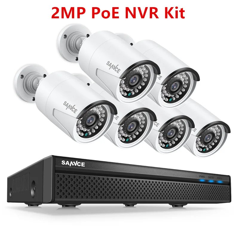 SANNCE 5MP 8CH H.264 POE CCTV Video Security System 6pcs Outdoor Nightvision Waterproof IP Camera Home Video Surveillance System wifi camera system Surveillance Items