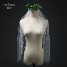 TOPQUEEN VS04 Элегантные Свадебные вуали 1 слой свадебная вуаль жемчужная свадебная вуаль белая слоновая кость венчальная Фата свадебная вуали с гребешком