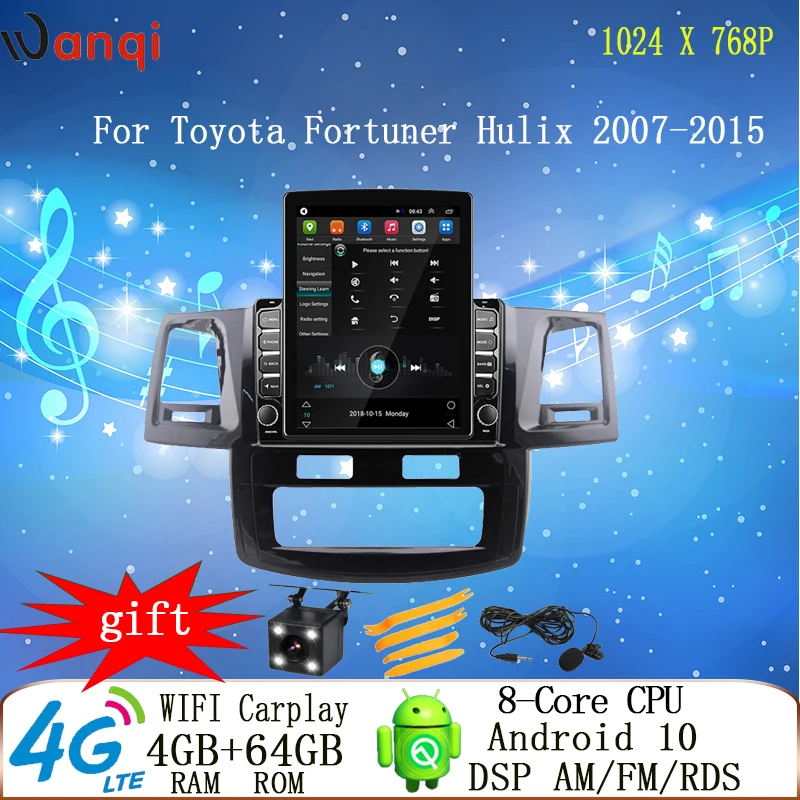 9.7 Inch Tesla Android Multimedia Player GPS Navigation for Toyota Fortuner Hulix 2007-2015 Car DVD Radio CD Vertical Screen | Автомобили