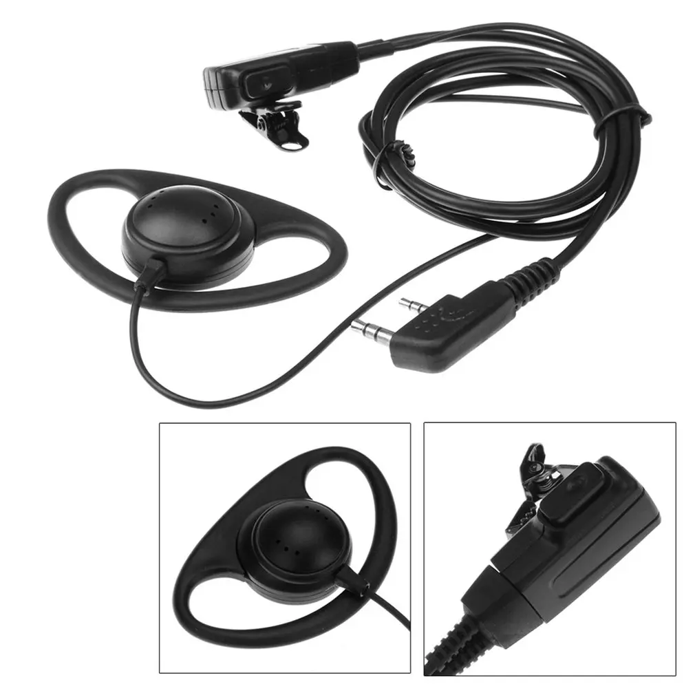 2 контактный D-Форма Динамик гарнитуры микрофон PTT MIC наушник наушники для Baofeng для Kenwood Puxing радиоприемник TYT
