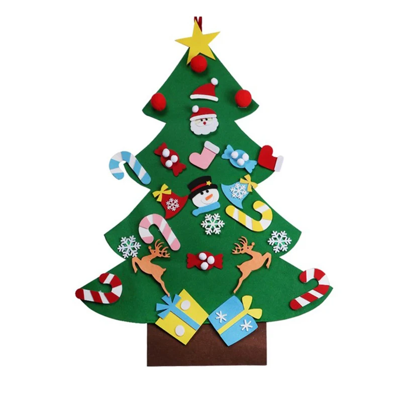 95x70cm DIY войлочная Рождественская елка новогодние подарки Детские игрушки искусственное дерево настенные подвесные украшения Рождественское украшение для дома 90 × 27 см - Цвет: 95x70cm