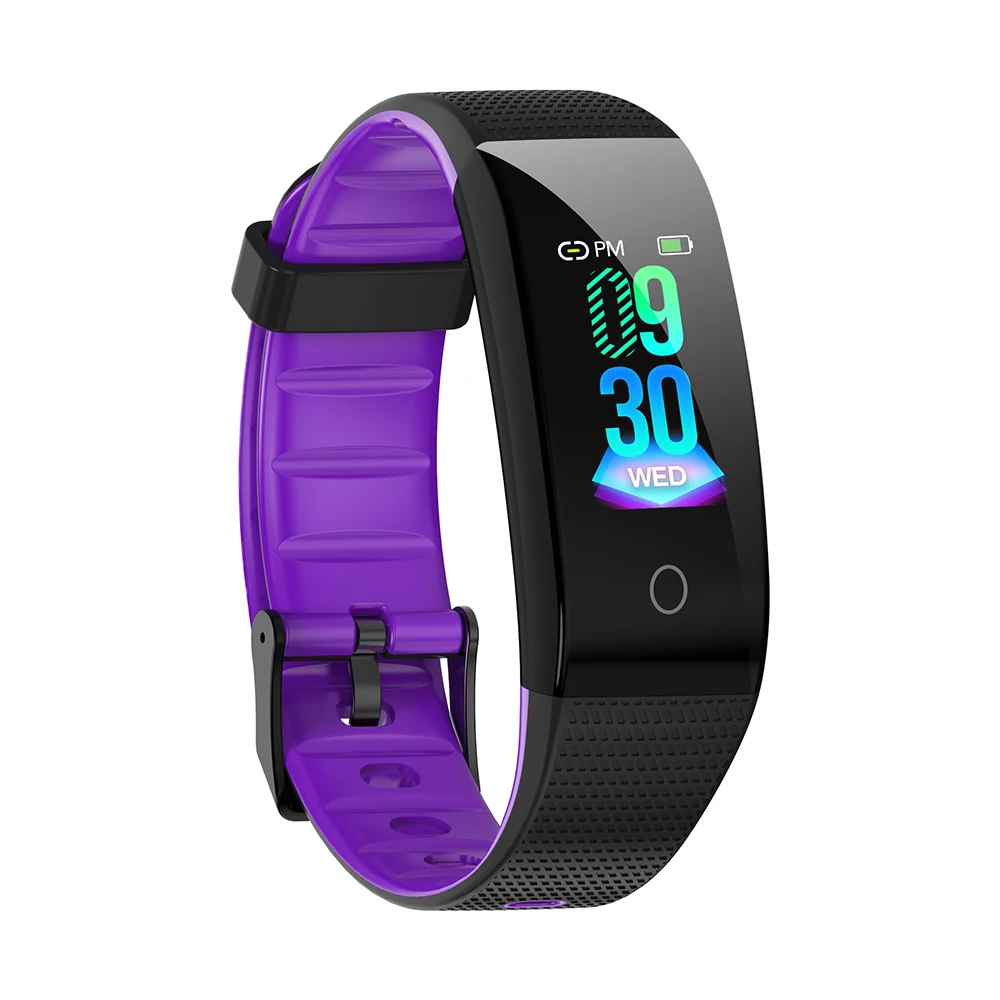 Black-Purple MISTEP CB501H умный Браслет цветной экран Смарт-браслет для женщин и мужчин фитнес-трекер Bluetooth Спорт IP68 водонепроницаемый браслет - Цвет: Black-Purple