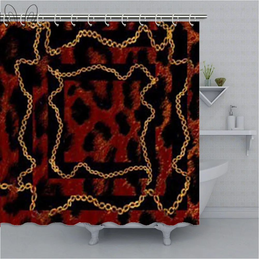 Современная полиэфирная водонепроницаемая ткань с леопардовым принтом кофейного цвета, занавеска для душа, европейская занавеска для ванной, аксессуары для ванной комнаты - Цвет: 73652