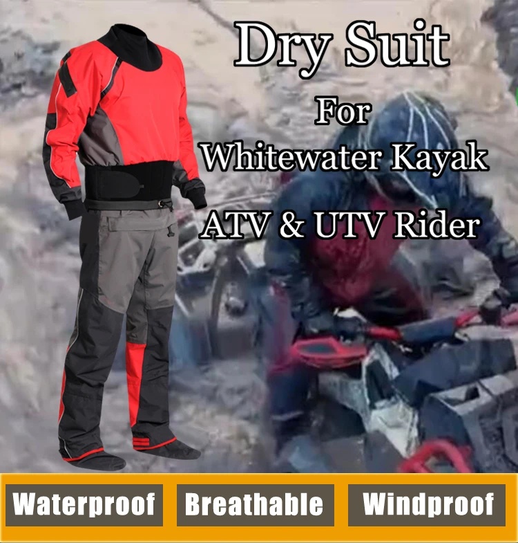 Сухой костюм Whitewater каяк Drysuit водонепроницаемый дождевик гоночный костюм для грязи ATV и UTV Rider деятельности Приключения Охота Рыбалка
