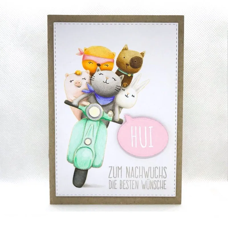 

JC Metal Cutting Dies and Stamps Cat Riding a Motorcycle for Scrapbooking Die Cut Card Making Craft Stencil Handmade Album Decor