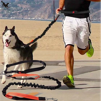 

Jogging Dog Leash Outdoor Double Handle Adjustable Elastic Rope Walking Nylon Pet Leash Hands Free Running Pet Traction Belt