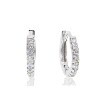 

Authentic Genuine 925 sterling silver jewelry factory wholesale 10mm circle micro pave cz cubic zirconia round classic earring