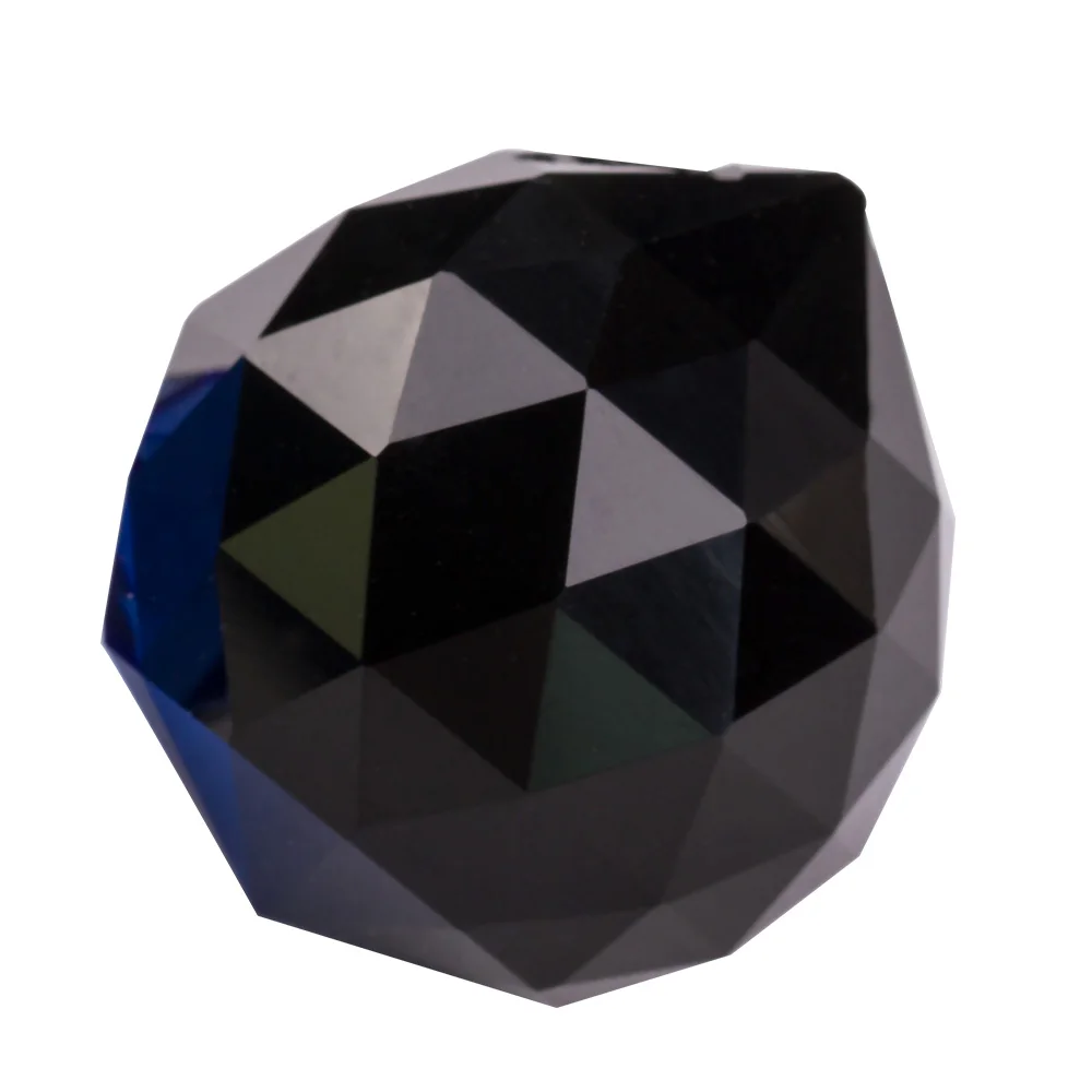 

8pcs/lot 15mm Black Color Glass Prism Pendant Prism Feng Shui X-mas Faceted Ball Free Shipping