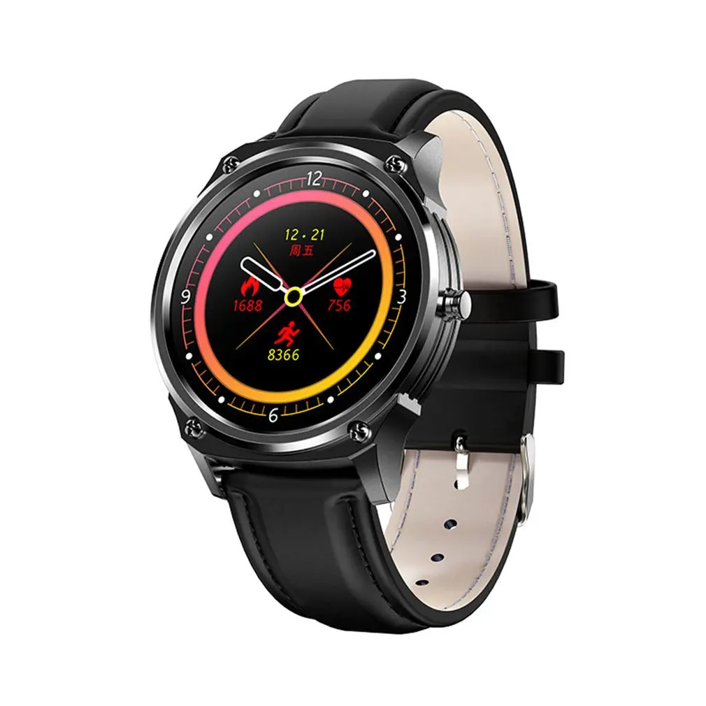 Black leather MX2 полностью сенсорные Смарт-часы IP68 водонепроницаемый смарт-браслет спортивные часы для подсчета шагов с удаленной камерой многофункциональные умные часы - Цвет: Black leather
