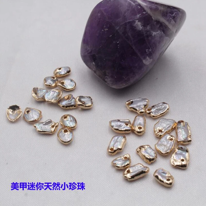 10pcs/lot Natural Shaped pearl edging nail Mini Loose Beads Charms baroque pearl jewelry DIY Fashion jewelry Making Accessories
