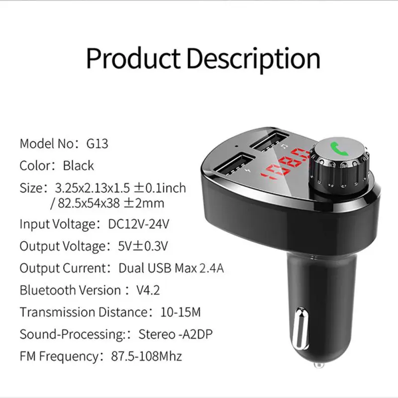 Двойной USB 4.1A автомобильный зарядный Автомобильный MP3-плеер Handsfree беспроводной Bluetooth fm-передатчик комплект ЖК-цифровые часы