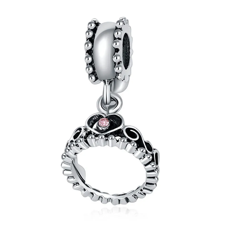 

Silver Plated Bead Fit Pandora Bracelet Bangle Princess Crown Dangle Charm DIY Jewelry