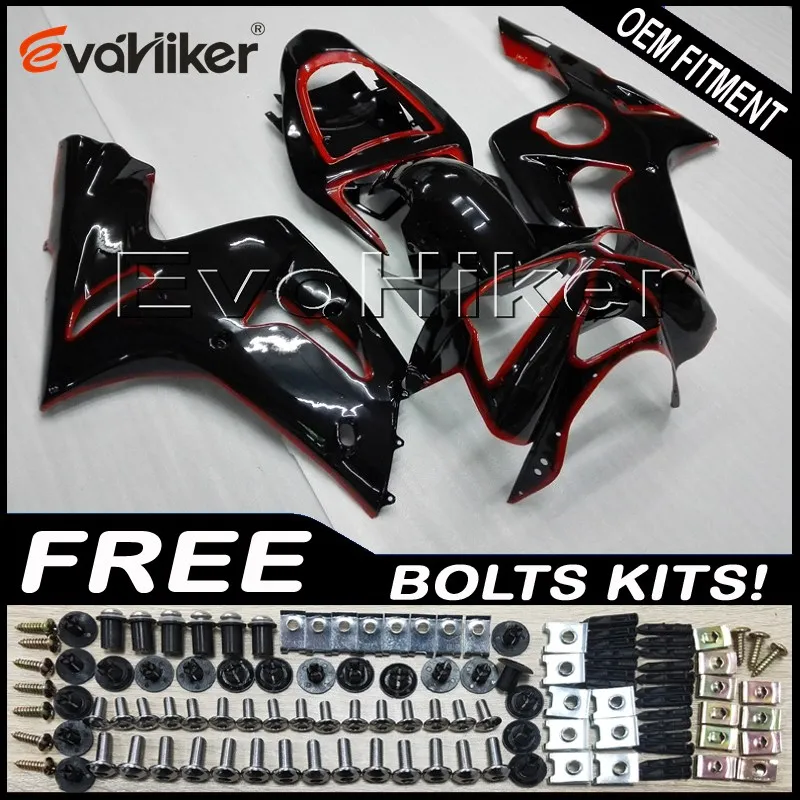 

Custom fairing motorcycle bodywork kit for ZX-6R 2003 2004 black ZX 6R 03 04 ABS motor panels Injection mold