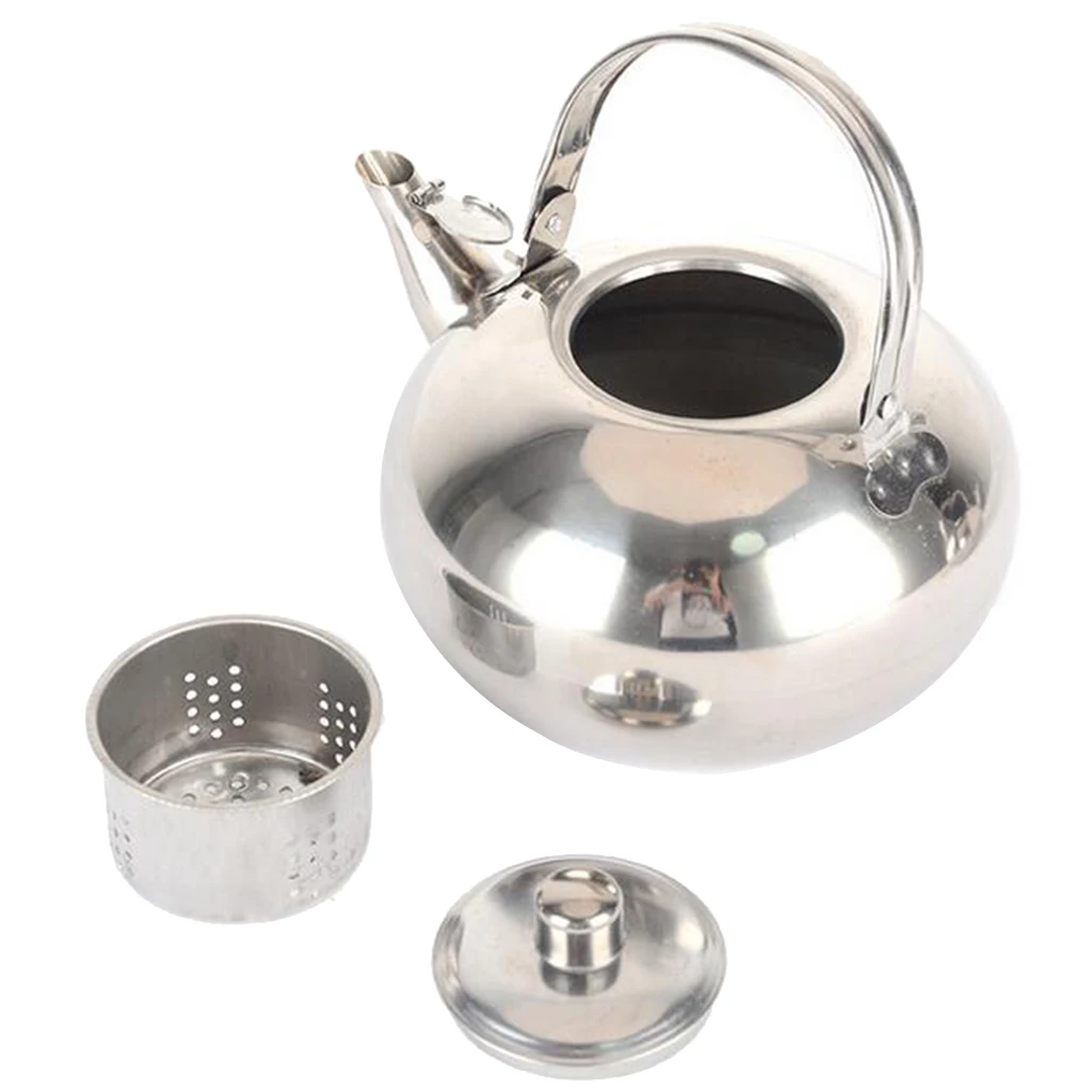 Stainless Steel Hot Water Kettle Pot, Loose Tea Maker Infuser Tea Kettle Pot, Metal Teapot with Removable Tea Strainer, Silver