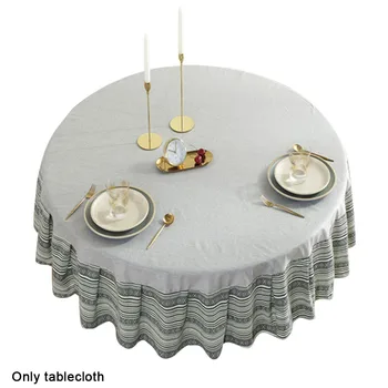 

Hotel Waterproof Ethnic Style Dining Room Round Tablecloth Wedding Oilproof Home Decor Tea Table Protective Cover Birthday Party