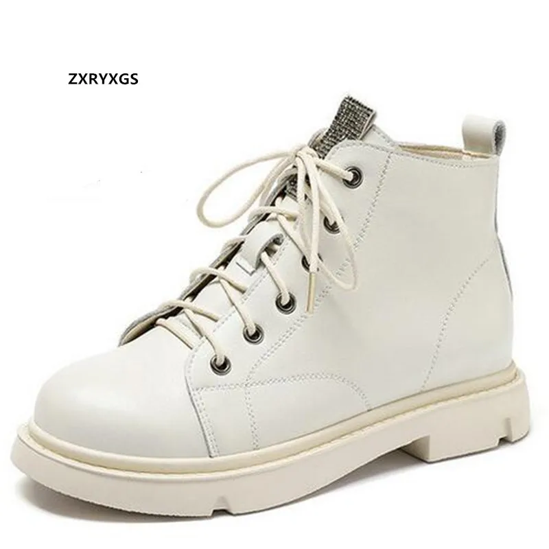 

New Fashion Autumn and Winter Shoes Martin Boots Women's Short Boots Rhinestone Genuine Leather Plus Velvet Warm Snow Boots