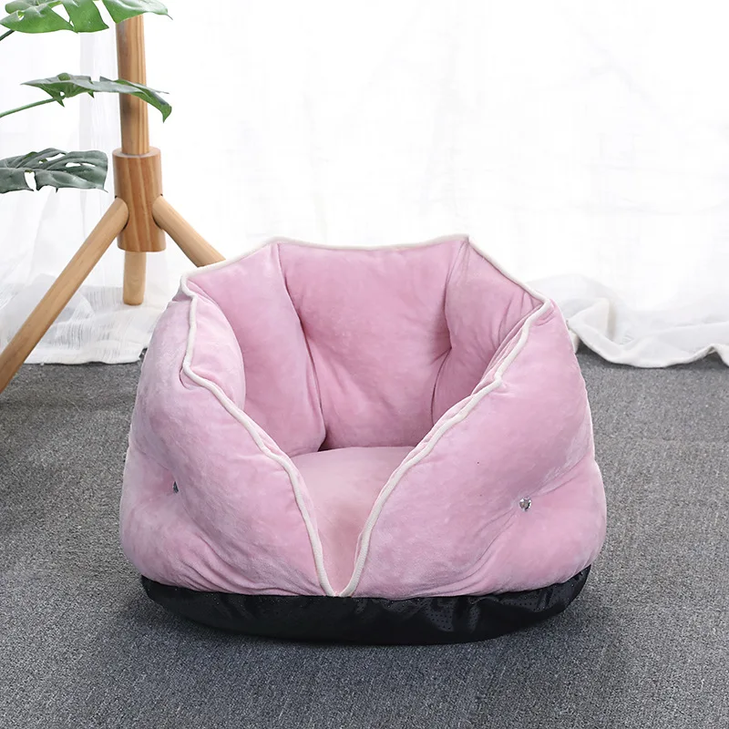 Шикарная КЭК кровать для кошки полузакрывающая зимняя теплая кровать для кошки дом мягкий, флисовый, для собаки кровать для маленьких собак уютная пушистая кровать для питомца котенка в помещении - Цвет: purple pink
