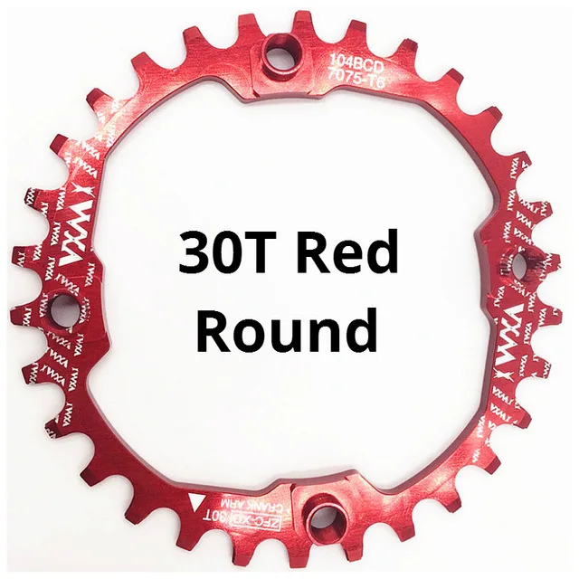 VXM круглая и овальная узкая широкая цепь MTB горный велосипед 104BCD 30T 32T 34T 36T 38T шатун зубная пластина части 104 BCD - Цвет: 30T Red Round