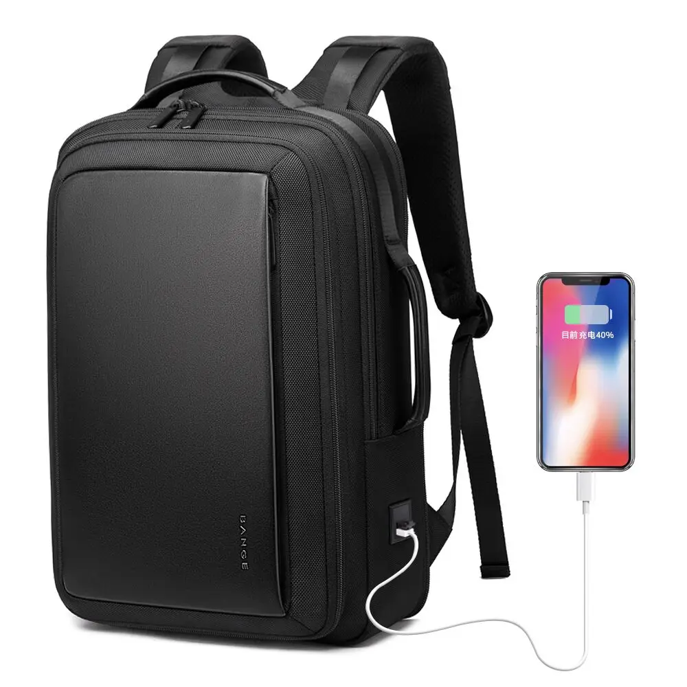 Большой Вместительный мужской рюкзак 15,6 дюймов для ноутбука, расширяемая дорожная сумка, мужской водонепроницаемый бизнес рюкзак с защитой от кражи для мужчин - Цвет: BLACK