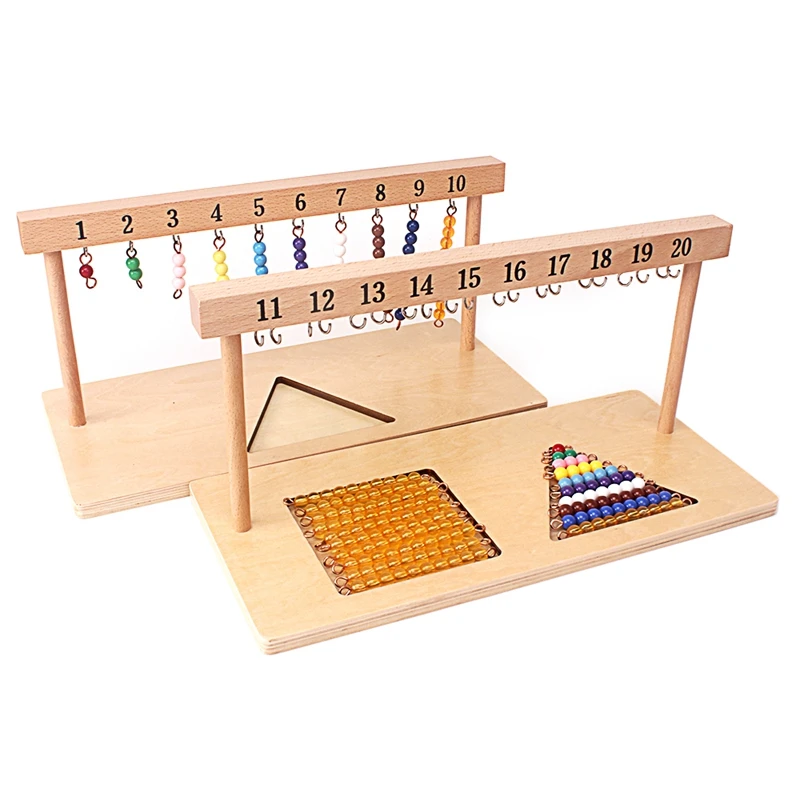Montessori enseignement des jouets mathématiques chiffres numériques 1-20 cintre et perles de couleur escaliers pour dix jouets de formation scolaire préscolaire
