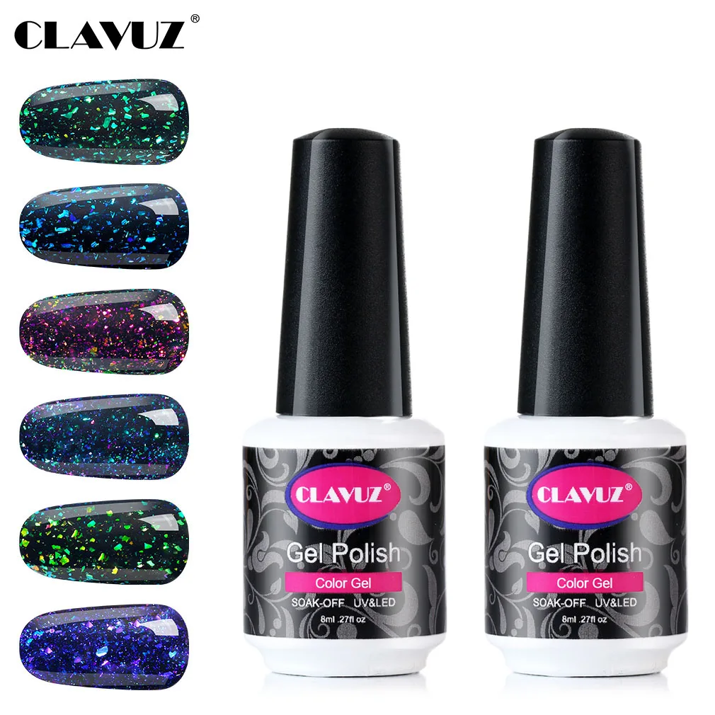 

CLAVUZ Chameleon Starry Gel Polish Soak Off UV LED Nail Varnish Primer Gel Polish Salon Manicure For Nail Art 8ML