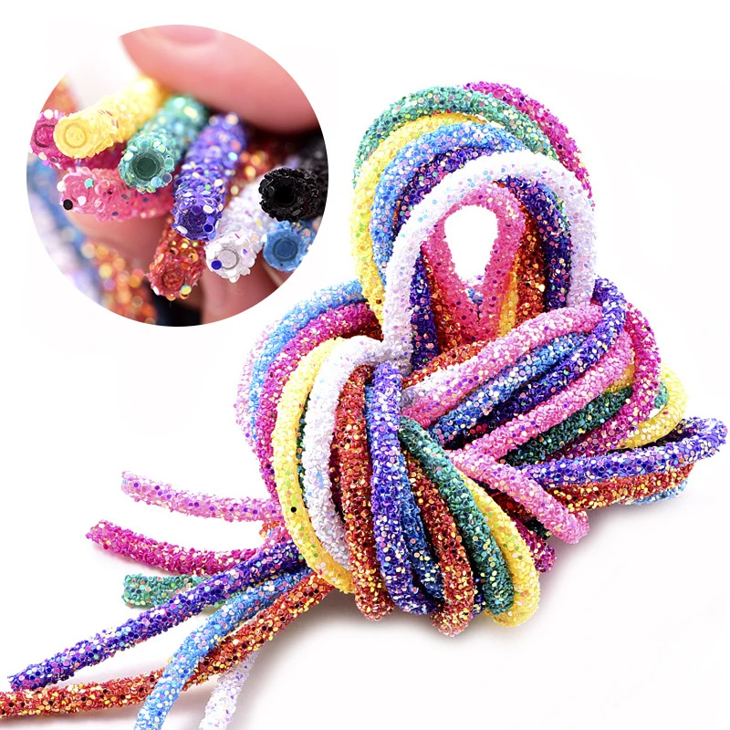6mm 7mm Resin Glitter Rhinestones Rope Tube Cord Sequin Trimming DIY Jewelry Bracelet Necklace Party Wedding Decorations 1yard rhinestone shoe lace