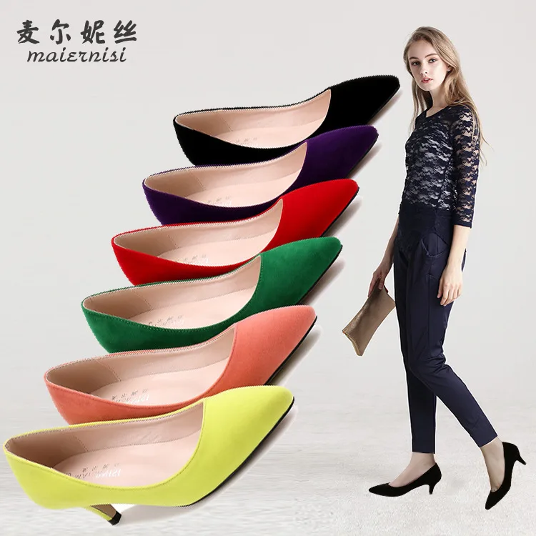 

2018 Spring And Autumn Shoes Thin Heeled Versatile High Heel Shoes Pointed Shallow Mouth Foot Covering Elegant WOMEN'S Shoes
