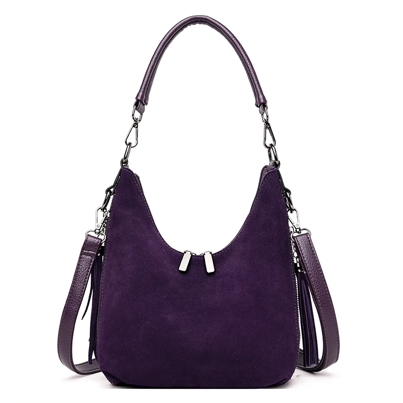 

2019 Retro PU And Suede Crossbody Bags For Women Handbag Luxury Tassel Shoulder Bag For Women Totes