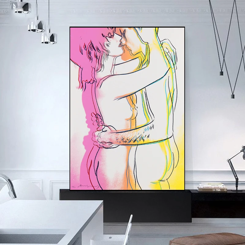 ANDY WARHOL влюбленные целуются холст картины печать на холсте без рамки настенные картины для гостиной спальни современный домашний декор