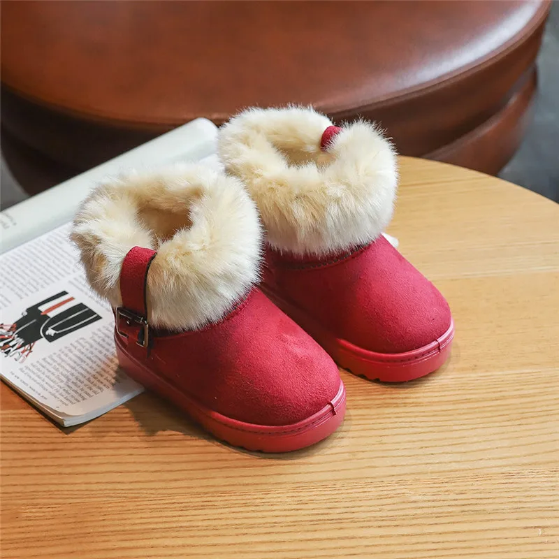 SZ164Rosered Fashion Children Casual Shoes Thicken Baby Boys Girls Snow Boots Warm Kids Running Sport Shoes Kids Cotton Sneakers SZ164 - Цвет: SZ164Rosered