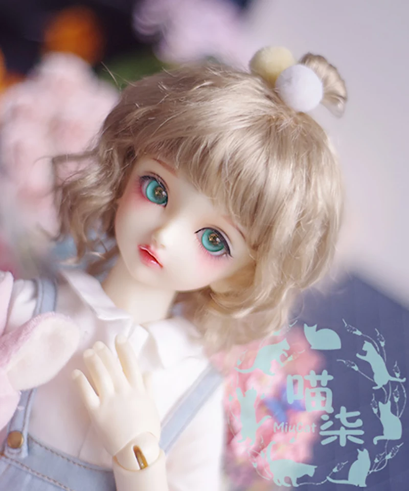 Bybrana BJD doll with imitation mohair wig 1/3 1/4 1/6 1/8 big female milk tea brown powder golden dumplings short curly hair