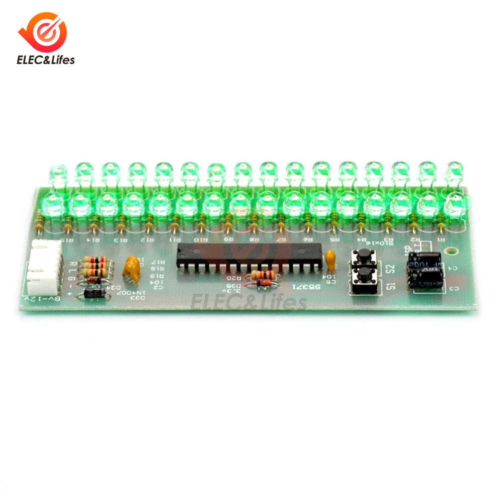 Dual Channel 16 LED level indicator MCU Adjustable Display mode LED VU meter Electronic DIY Kit for  LED Sound Audio Analyzer