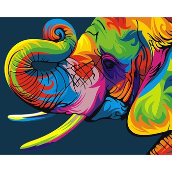 

50x40cm Auspicious colorful elephant canvas Pictures acrylic Paints By Numbers Animals art diy paint by numbers for kids adults