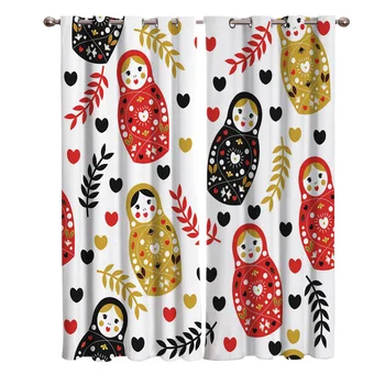 

Doll Heart Red Color Girl Style Curtains For Kids Boy Girl Bedroom Living Room Cortinas Custom Drape Kitchen Window Curtains