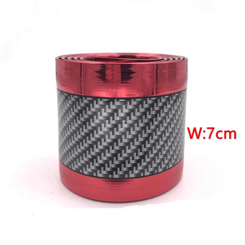 Автомобильная наклейка s 3D углеродное волокно резиновый протектор двери Наклейка для порога авто стайлинг автомобилей бампер полосы протекторы внешние аксессуары - Цвет: 7CM X 1M red
