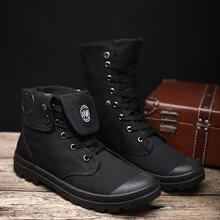  Men Military Boots Outdoor Fashion Canvas High Top Shoes Men Casual Shoes Ankle Boots Black Chelsea Boots Zapatos De Hombre 