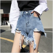 Корейские женские летние рваные короткие джинсы Whie черные синие Универсальные джинсовые шорты модные уличная Высокая талия женские джинсовые шорты