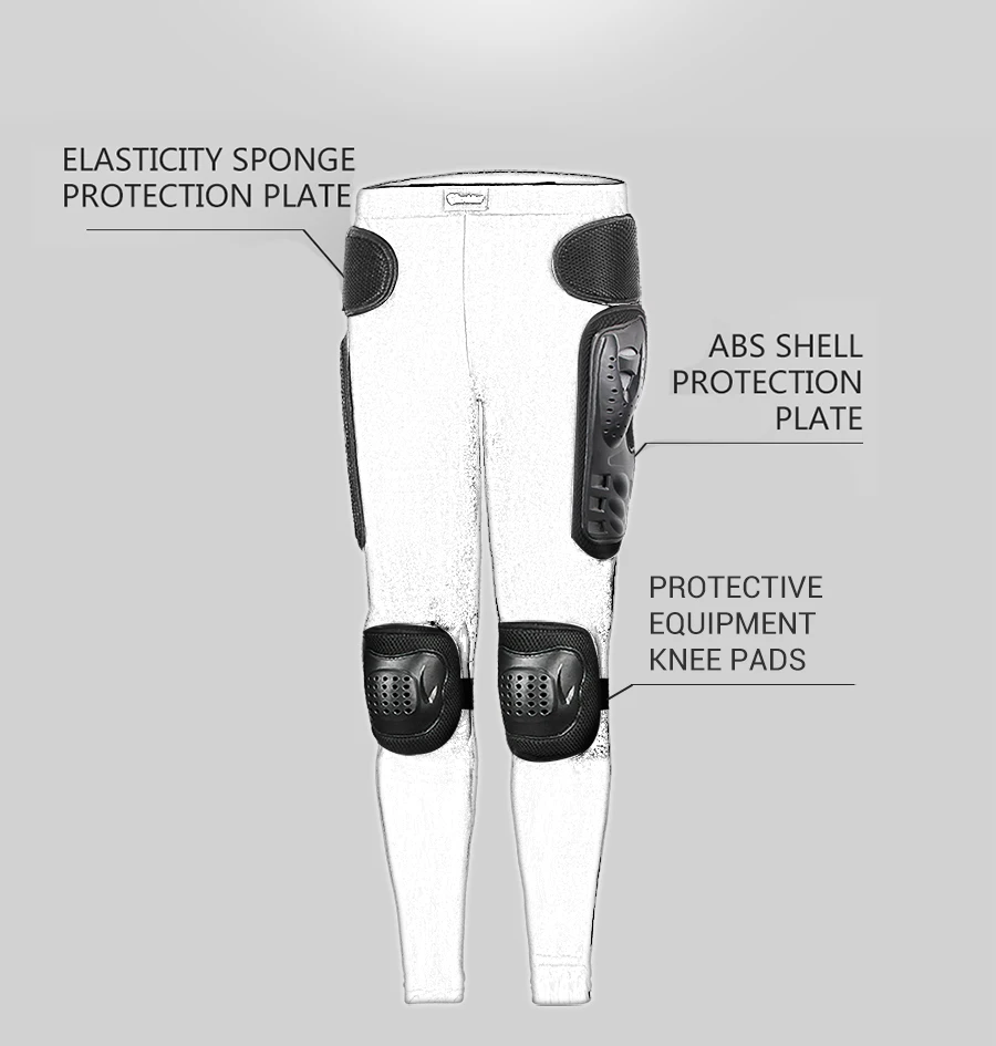 A diagram displaying the airflow features of a motorcycle body armor knee protector.