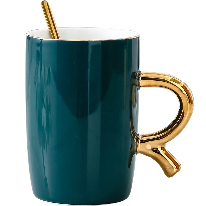 Mug Cup European Creative Drinking Water Cup Ceramic Green Tv Holiday Mug Vintage for Adults Living Room Nordic Style GG50mk