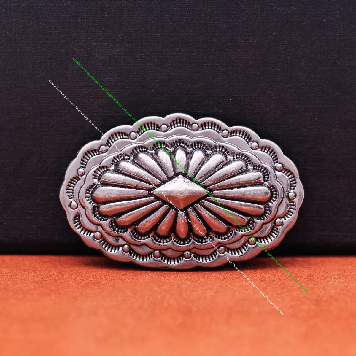 

6PCS 46*30MM Solid Antique Silver Tirbal Traditional Southeast Floral Leathercraft Belt Wallet Handbag Oval Concho Screwback