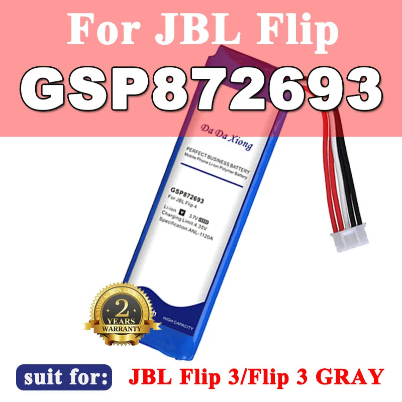 7000mah para Jbl Gsp872693 sem Fio Flip Edição Especial Cinza Bluetooth Alto-falante Bateria 4 Flip4 3 Flip3 - Image 2