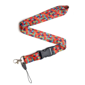 

CA103 Wholesale 20pcs/lot Autism Puzzle Multi-function Mobile Phone Key Strap Rope Lanyard Neckband Mobile Phone Decoration