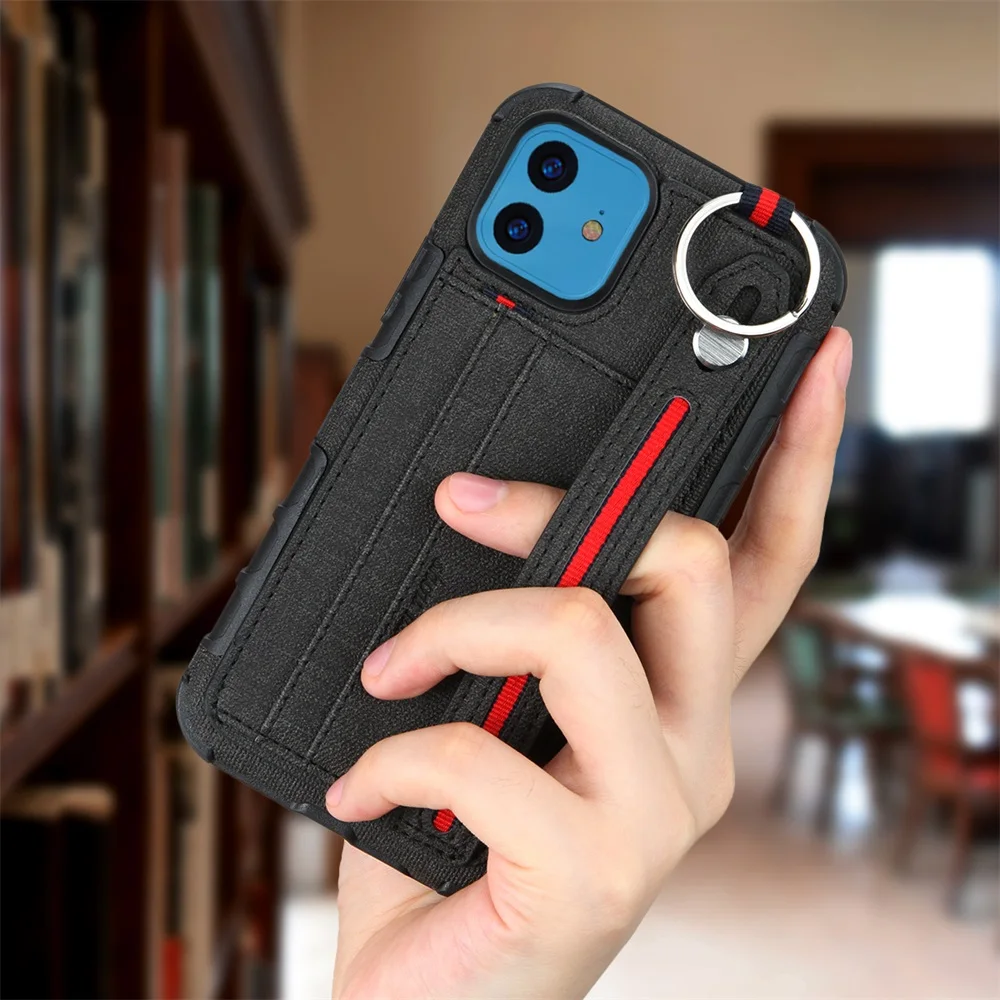 Модный чехол из искусственной кожи для iPhone 11 Pro Max держатель для карт с подвесным кольцом и подставкой для iPhone XR X XS Max 7 8 6 6s Plus