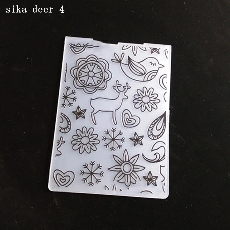 sika deer 4 1 шт. тиснение DIY пластиковая папка шаблон для скрапбукинга фото вогнутая и выпуклая рельефная форма украшения - Цвет: sika deer 4