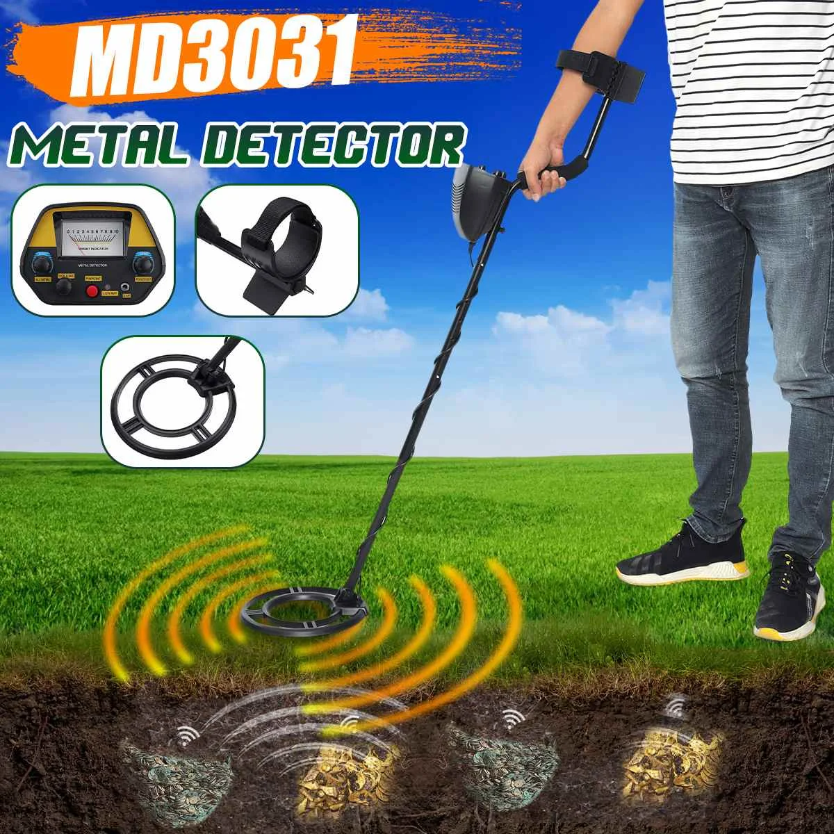 

MD3031 Professional Underground Metal Detector Gold Detectors LCD Display Sound Mode Treasure Hunter Tracker Finder Sensitivity