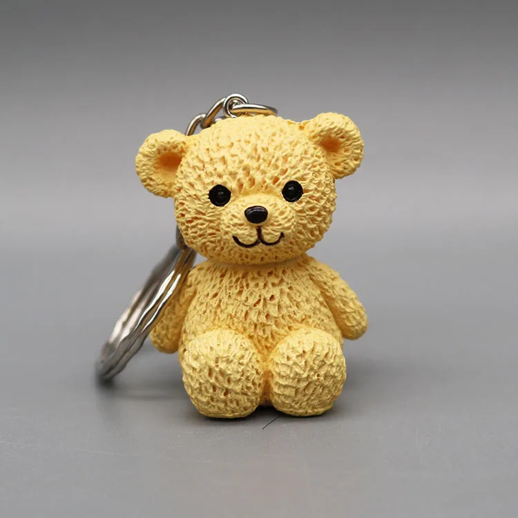 Joli porte-clés ours en peluche fait à la main avec pendentif en forme  d'ours de dessin animé souple accessoire polyvalent pour sac