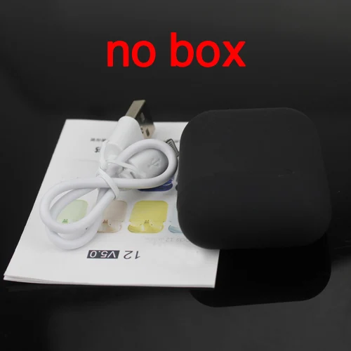 Black No Box Беспроводные наушники Bluetooth 5,0 Macaron i12 tws в наушнике сенсорный всплывающий стерео гарнитура спортивный наушник для смартфона - Цвет: Black No Box